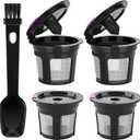 Reusable K Cups for 1.0 Brewers with Coffee Spoon - 4 Packs Refillable Coffee Pods, Stainless Steel Universal Kcup Filters, BPA Free & Easy to Clean