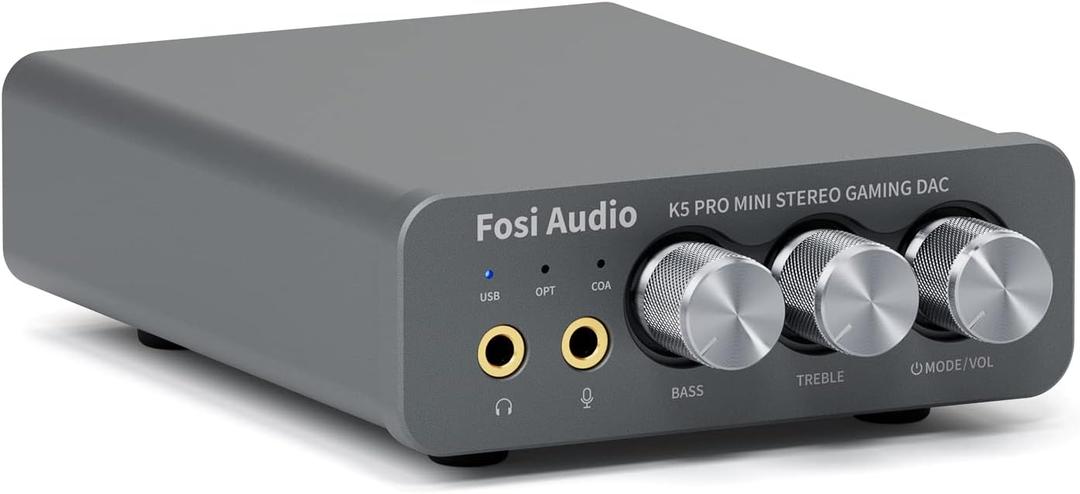 Fosi Audio K5 Pro Gaming DAC Headphone Amplifier Mini Hi-Fi Stereo Digital-to-Analog Audio Converter USB Type C/ Optical/ Coaxial to RCA/ 3.5MM AUX for PS5/ PC/ MAC/ Computer