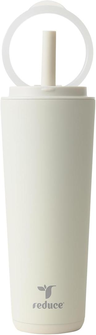 REDUCE Halo 24 oz Stainless Steel Vacuum Insulated Tumbler - Spill Proof Travel Mug with Flip Handle Lid - Keeps Drinks Cold for 32 Hrs - Dishwasher Safe - Cupholder Friendly - Unbleached