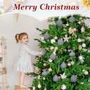 30 Pcs Velvet Christmas Ball Ornaments, Christmas Tree Ball Ornaments Flocked Plastic Balls Xmas Hanging Decorations for Tree Holiday Party (Dusty Blue, 3.15 Inch)