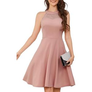 Bbonlinedress Women Cocktail Prom Wedding Dress Halter Lace Evening Party Short Vintage Homecoming Dresses, XS