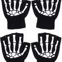 Ayhcclth Womens/Mens/Kids Full/Half Finger Skeleton Gloves Hand Warmer Knit Gloves