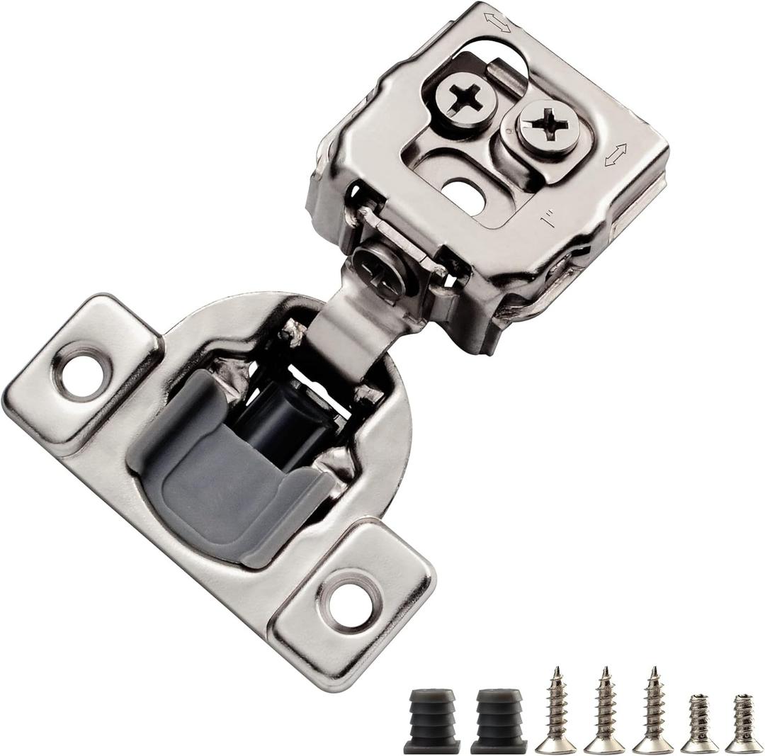 10 Pack 1 Inch Overlay 3D Soft Close Hinges for Face Frame Kitchen Cabinet, 3 Way Adjustability, Quiet Self-Closing Door, 105 Degree
