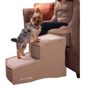 Pet Gear Easy Step II Pet Stairs, 2 Step for Cats/Dogs up to 150 Pounds, Portable, Removable Washable Carpet Tread, No Tools Required, Camel