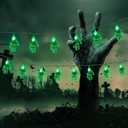 JMEXSUSS Halloween String Lights,15.2ft 30 LEDs Skeleton Hand String Lights Battery Operated, Halloween Lights Indoor & Outdoor for Cosplay Party Decor Home(Green)