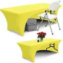ABCCANOPY 2 Pack 6 ft Spandex Table Cover Open Back Fitted Tablecloth Stretch Washable Tablecover Table Topper for Rectangle Tables Yellow
