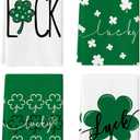 Artoid Mode Green Clover Shamrock Lucky St. Patrick's Day Kitchen Towels Dish Towels, 18x26 Inch Seasonal Decoration Hand Towels Set of 4