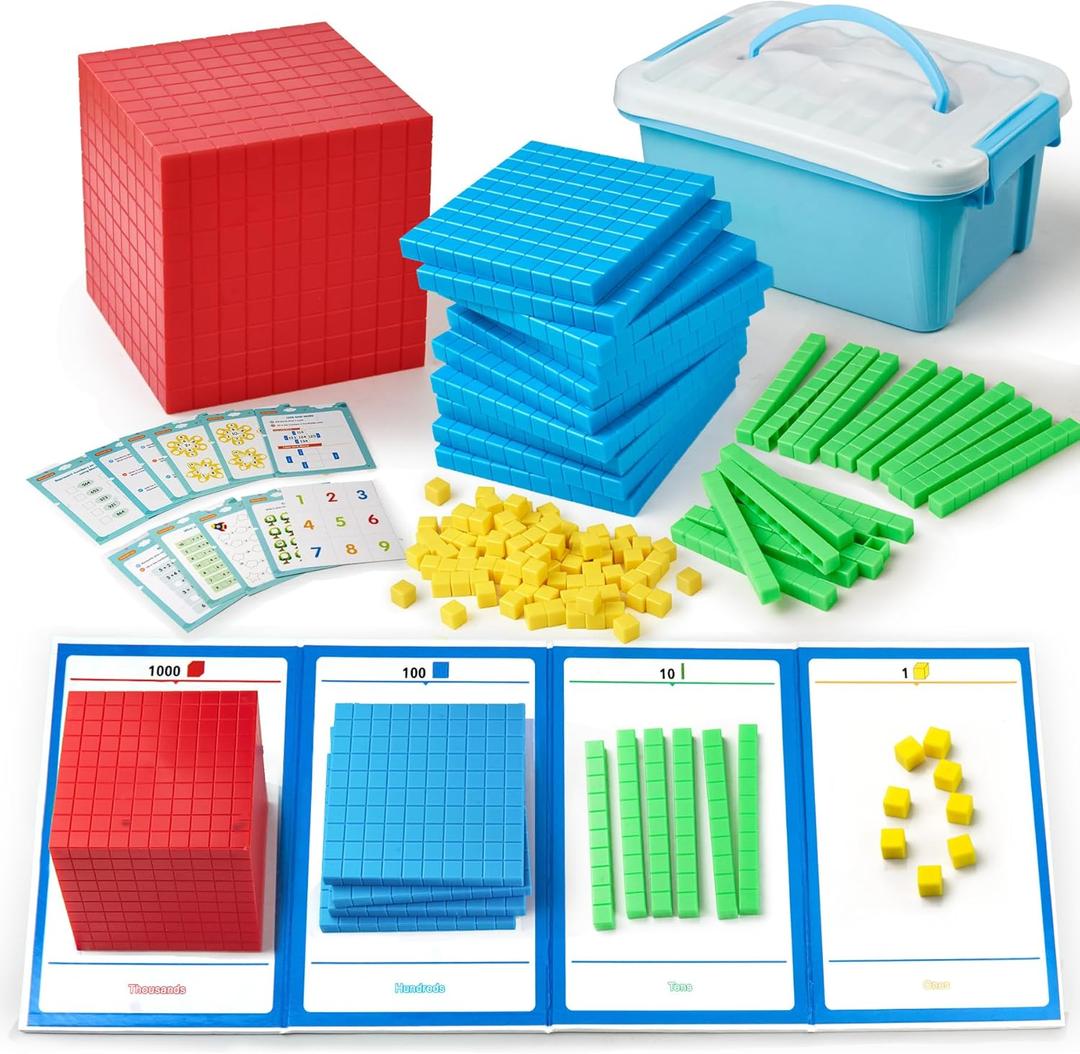 Base Ten Blocks Plastic 143 pcs Math Manipulatives Kindergarten Counting Cubes for Kids Math,Place Value Blocks for Early Counting Math Toy for 1st Grade