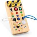 wakeInsa Busy Board with led Light Sorting Sensory Travel Toys for Toddlers 1-3 Wooden Toddler Busy Board Montessori Toys for 1+ Year Old