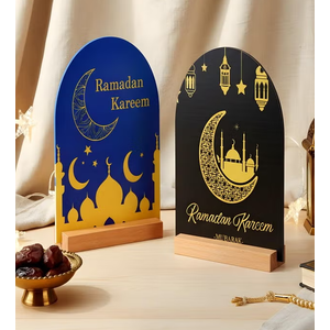Geelin Ramadan Kareem Iftar Decorations Suhoor and Iftar Duas Sign for Home Eid Mubarak Table Decor Islamic Decoration Gift Eid Mubarak Acrylic Sign Islamic Tabletop for Desk Shelf Living Room