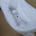 WOODBRIDGE 71" Acrylic Freestanding Bathtub Contemporary Soaking Tub , White Acrylic ( Matte Black Drain/Overflow),B0017 MB Drain &O