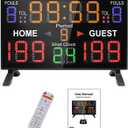 LUCKY TIME Basketball Scoreboard with Shot Clock, 12/14/24/30/25/60 Seconds, Upgraded Thickening Digital Scoreboard with Remote, Battery Powered Electronic Scoreboard for Indoor Outdoor