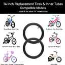 CALPALMY (2 Sets) 14" Bike Replacement Tires and Inner Tubes for MTB, BMX, Kids Bike - Compatible with RoyalBaby, Joystar, Dynacraft and More - Made from Premium Butyl Rubber 14"x2.125 Black