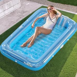 Premium Inflatable Tanning Pool Lounger | Inflatable Tanning Bed for Adults - 4 in 1 Multipurpose Suntan Tub | Pool Floats Adults, Inflatable Pool Float | Tanning Float - Sunbathing Pool Raft