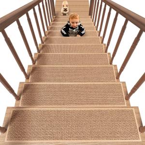PADOOR Non Slip Stair-Treads,Rubber Backing Stair-Runners for Wooden Steps,15PCS Residue Free Carpet Stair Treads for Kids and Dogs 8"x30" Beige PADOOR Non Slip Stair-Treads,Rubber Backing Stair-Runners for Wooden Steps,15PCS Residue Free Carpet Stair Treads for Kids and Dogs 8"x30" Beige