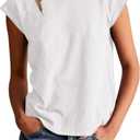 Yanekop Womens Short Sleeve Shirts Crewneck T Shirts Basic Tees Casual Summer Tops Cap Sleeve Tops Trendy Shirts