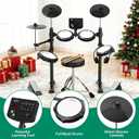 AiJoy Electronic Drum Set for Beginners with 4 Quiet Mesh Pads, 2 Cymbals w/Choke, 200+ Sounds, USB MIDI, Includes Throne, Sticks & Headphones, Perfect Kit for Kids & Gifts