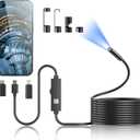 Endoscope Camera with Light, 1920P HD Borescope Tools with 8 Adjustable LED Lights, Endoscope with Semi-Rigid Snake Camera, Inspection Borescope for iOS and Android - 16.4ft Single Lens