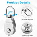 12 Pack M20 Single Pulley Block, 304 Stainless Steel Wire Rope Cable Pulley, Heavy Duty Swivel Pulley Wheel Hanging Wire Towing Wheel for Lifting