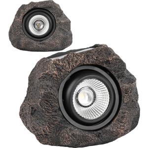 Solar Rock Lights Outdoor – 2 Pack Waterproof LED Landscape Garden Spotlights, Realistic Stone Design, Wireless Solar Powered Pathway Lights for Yard, Walkway, Patio & Lawn Decoration (Auto On/Off)