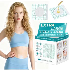 Castor Oil Patches, 40PCS DIY Castor Oil Pack Wrap, Belly Button Patch, Disposable Belly Button Pad with PU Film, Organic Cotton Self-Adhesive Patches, 3.94 x 3.94 Inch Leak-Proof No-Wash Design