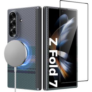 BENKS for Samsung Galaxy Z Fold 7 Case with Screen Protector, MagSafe-Compatible Kevlar Case, Hinge Protection Shockproof Magnetic Phone Case for Z Fold 7, Aurora ArmorAir Grand Combo