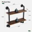Merapi 24" Industrial Floating Shelves, Pipe Shelves for Wall, 2 Tier Rustic Wood Wall Shelves for Home Dcor, Bedroom, Living Room, Bathroom