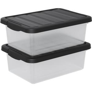 2-Pack 14 Quart Clear Plastic Latching Storage Box, Heavy-Duty Organizing Containers for Closet, Bedroom, Office