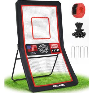 Lacrosse Rebounder, 4x7ft Lacrosse Rebound for Backyard with 5 Adjustable Angles, Target Strip, Volleyball Rebounder Net, Perfect for Lacrosse Volleyball Baseball Softball and Soccer Training