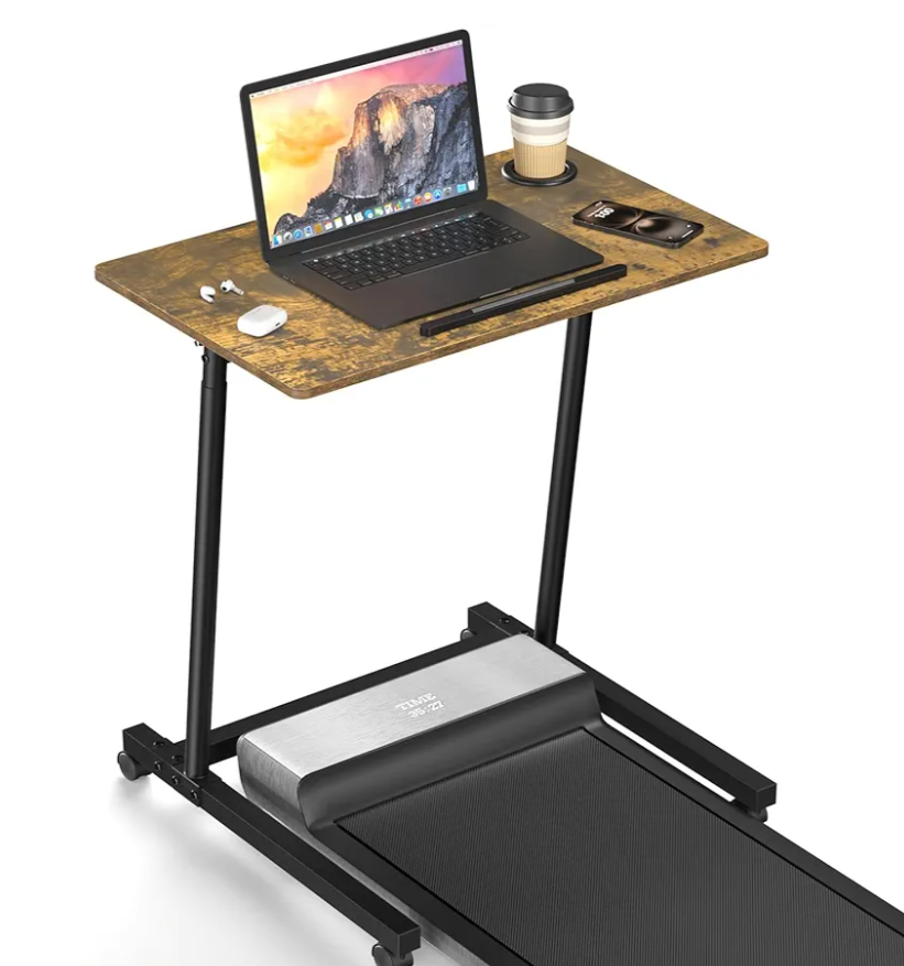 Treadmill Desk, Mobile Small Standing Desk with Wheels for Walking Pad, Portable Table for Laptop, Rolling Table Adjustable Height, Bedside Table