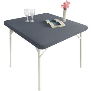 Spandex Stretch Square Table Covers Caps Cocktail Fitted Elastic Square Tablecloth Gray 42x42 Inch (Grey)