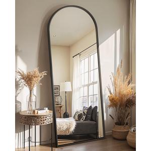 Delma Arched Mirror Full Length,56"x20" Standing Mirror,Large Floor with Stand for Wall Entryway Door Bedroom Bathroom Living Room (56"L x 20"W, Black Frame)