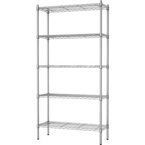 Auslar 5-Shelf Storage Shelves Heavy Duty 5 Tiers Standing Large Shelving Units Adjustable Metal Organizer Wire Rack, 14" x 36" x 72", Chrome
