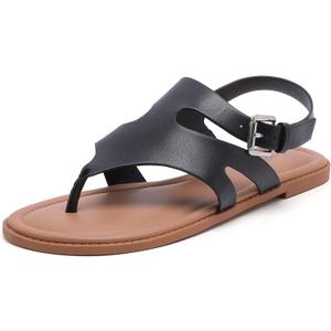Luoika Women's Wide Width Flat Sandals, Flip Flop Casual Strapy Sandals Slip on Summer Beach Shoes for Women.