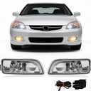 Fog Lights Assembly Compatible with 2003-2007 Honda Accord 4Door Sedan 2004-2008 Acura TL Fog Light Replacement with Halogen Bulbs Clear Lens Switch Harness Kit