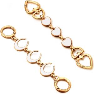 2Pcs Bag Extender Chain Heart Moon Purse Strap Extenders for Handbags Purse Extender Chain Gold Chain Purse Strap Replacement White Purse Accessories Bag Charms for Handbags Purse Making Supplies