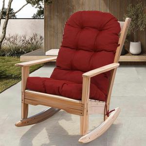 RACE LEAF Red Outdoor Chair Cushion 44x19x4 Inch Tufted Waterproof Cushion with Elastic Straps Non-Slip Ties Fade Resistant for Adirondack Rocking Patio Furniture 1-Pack
