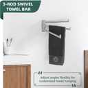 Aomasi Brushed Nickel Swivel Towel Bar, 304 Stainless Steel Triple Rotatable Towel Rack, Wall Mounted
