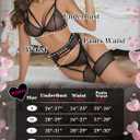 popiv Women's Sexy Lingerie Set with Garter Belt Matching Bra and Panty Lingeries Sets 4 Piece (Small, Red)