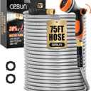 Cesun 75 ft Metal Garden Hose, Stainless Steel Heavy Duty Water Hose With 10 Function Nozzle, No Kink & Flexible, Lightweight and Durable, Rust Proof for Yard, RV, Pet Bath, Outdoor, 75 foot x 5/8"