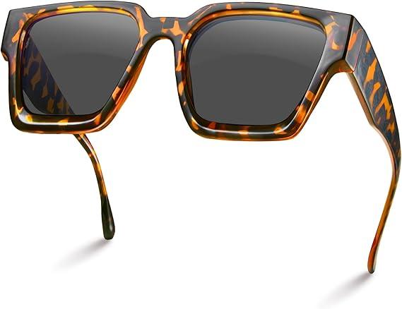 livho Square Polarized Sunglasses Trendy for Women Men Retro Sun Glasses for Women Men 2024 Oversized UV Protection Shades (Black/Black)