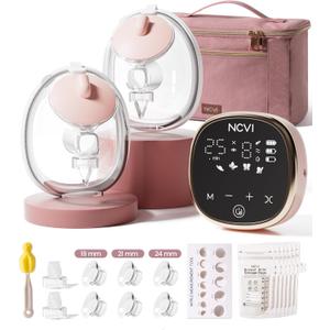 NCVI Wearable Breast Pump, in-Bra Hands-Free Electric Pump with Hospital-Grade -300mmHg Suction, Portable & Rechargeable, 4 Modes 9 Levels for Home, Work & On-the-Go