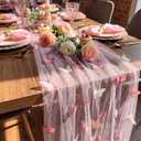 Remagr 9.8 ft Pink Butterfly Table Runner Embroidery Seasonal Table Decorations Tulle Fabric for Home Indoor Decor, Bridal Shower Wedding, Baby Shower Parties, Holiday DIY Craft Kitchen Decor