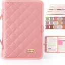 Adjustable Bible Cover with 75 Bible Tabs - Bible Cover Case for WomenWaterproof, Washable Quilted Bible CaseReusable Christian Gifts for Women (Pink, XL)