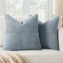 MIULEE Dustyblue Decorative Throw Pillow Covers 18x18 Inch for Couch Bed Sofa Pack of 2 Coastal Boho Farmhouse Throw Pillows Soft Cross Corduroy Patchwork Textured Cushion Cases