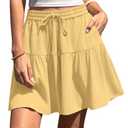 TARSE Womens Linen Skirt Pants Wide Leg Flowy Shorts Drawstring Loose Fit Summer Casual Lightweight Comfy Vacation Wear (RustYellow, M)