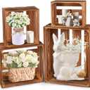 4 Pieces Decorative Wood Crates for Party Display, Large Rustic Farmhouse Wooden Nesting Storage Crates with Handles for Wedding Birthday Home Party Decoration