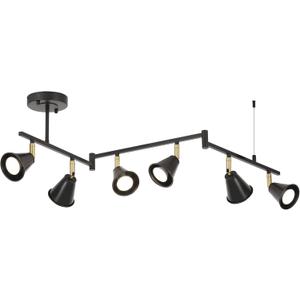 SEEBLEN 6-Light Modern Track Lighting Fixtures Ceiling, Flexible Foldable Arm and Rotatable Light Head,Black Kitchen Track Lighting for Kitchen Islands, Dining Rooms, Bars, Closets, Workbenches.