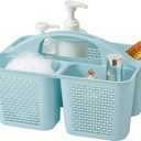 UUJOLY Plastic Portable Shower Caddy, Cleaning Shower Basket with Handle Compartments Storage Organizer for Bathroom Kitchen College Dorm Sink, Blue