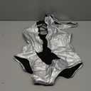 OYOANGLE Women's PU Leather Criss Cross Lingerie Halter Bodysuit Cut Out Backless Rave Body Suits, M